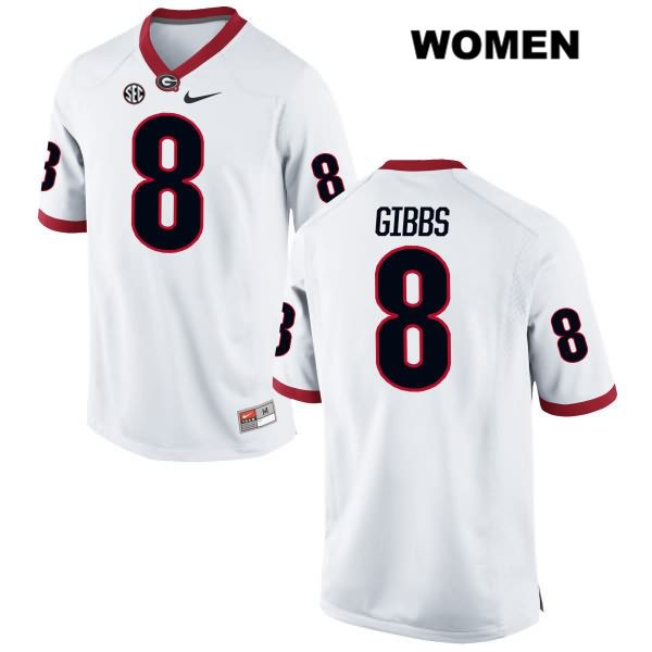 Georgia Bulldogs Women's DeAngelo Gibbs #8 NCAA Authentic White Nike Stitched College Football Jersey OJE6656EP